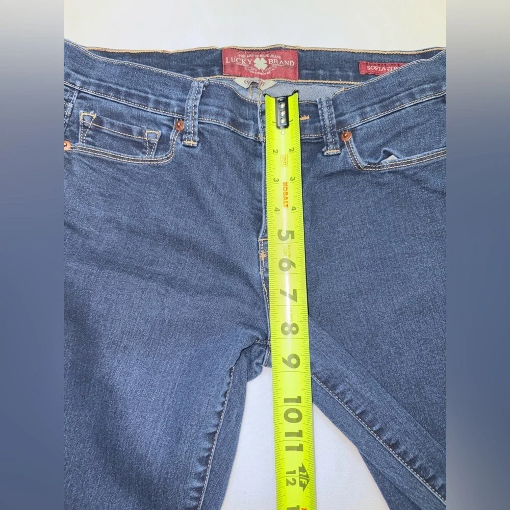 Lucky Brand Size 6/28 Regular Dark Wash Sofia Straight Mid Rise Jeans - Picture 6 of 11